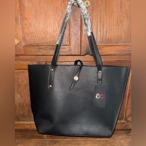 Women’s Black Faux Pebbled Leather Tote